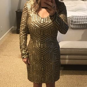 Black and gold sequin cocktail or prom dress